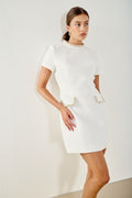 Mini vestido tweed blanco perlas