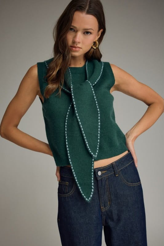 Top tejido verde
