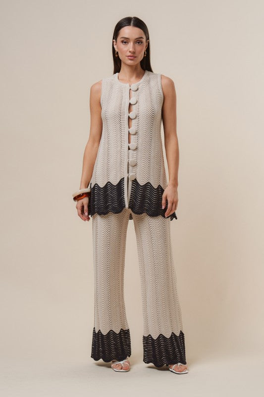 Set tejido beige negro