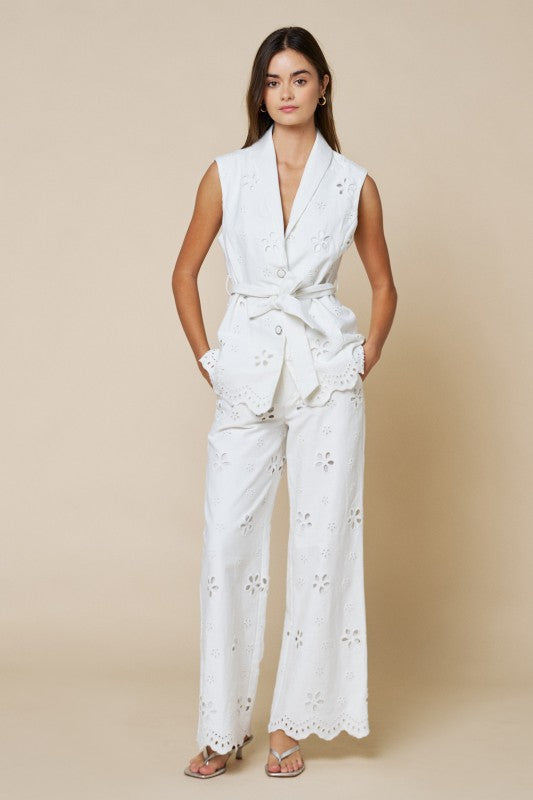 Set pantalón blanco flor