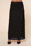 Falda midi de lentejuelas negra