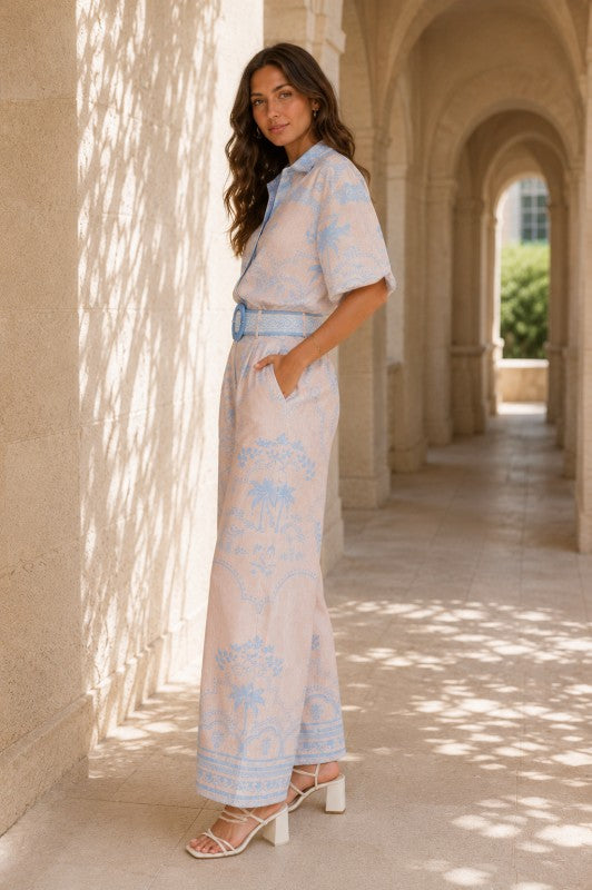 Pantalón y camisa rosa azul