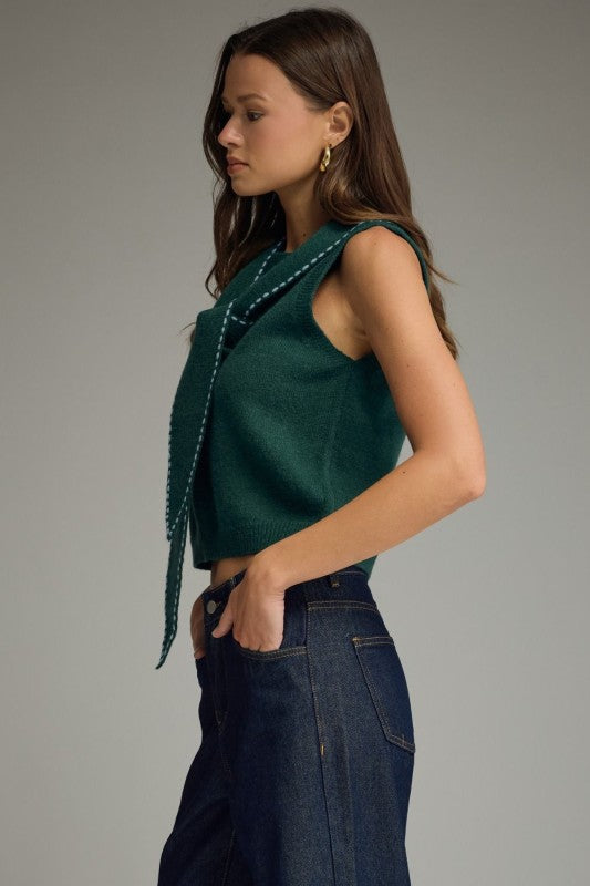 Top tejido verde